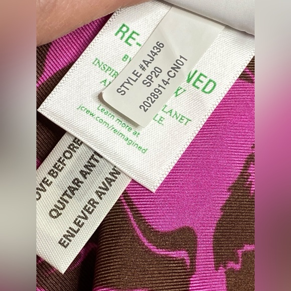 J.Crew Collection silk shirt sleepy lions Fuchsia Women’s Size 6 NWT - Picture 14 of 16